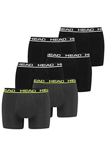 HEAD Herren Basic Boxer Pant Shorts Unterwäsche Unterhose 6 er Pack, Farbe:Black/Phantom Lime, Bekleidungsgröße:L von HEAD