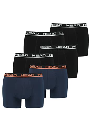 HEAD Herren Basic Boxer Pant Shorts Unterwäsche Unterhose 6 er Pack, Farbe:Black/Blue Orange, Bekleidungsgröße:L von HEAD