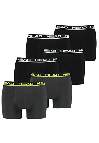 HEAD Herren Basic Boxer Pant Shorts Unterwäsche Unterhose 6 er Pack, Farbe:Black/Phantom Lime, Bekleidungsgröße:XL von HEAD