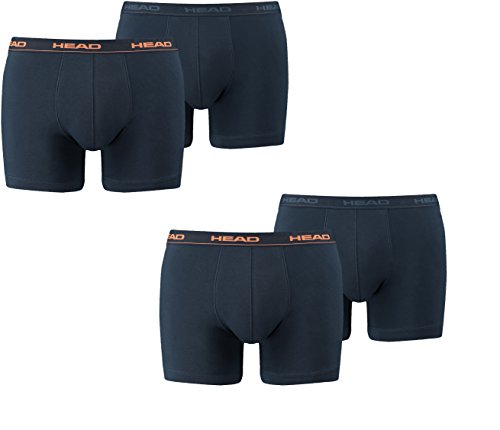 HEAD Herren Boxer Boxershort Unterhose 4er Pack (L, Peacoat/Orange/dunkelbau) von HEAD