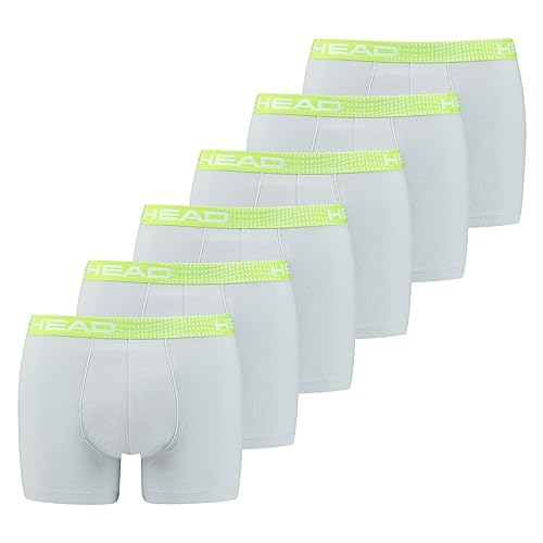 HEAD Herren Boxershort Basic Boxer 6er Pack S M L XL Schwarz Baumwolle Stretch, Größe:M, Farbe:Grey/Light Green 002 von HEAD