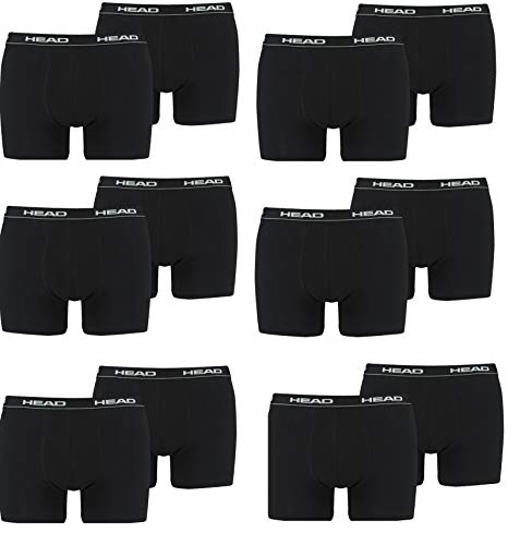 HEAD Herren Boxershorts 841001001 12er Pack (Black/Black-200, L = Gr. 6 = 12 Stück) von HEAD