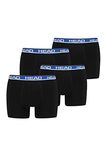 HEAD Herren Boxershorts 841001001 4er Pack, Farbe:008 - Black/Blue, Bekleidungsgröße:S von HEAD