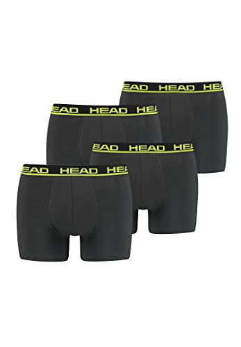 HEAD Herren Boxershorts 841001001 4er Pack, Farbe:009 - Phantom/Lime, Bekleidungsgröße:M von HEAD