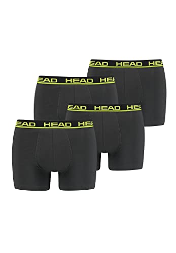 HEAD Herren Boxershorts 841001001 4er Pack, Farbe:009 - Phantom/Lime, Bekleidungsgröße:XL von HEAD