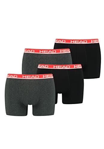 HEAD Herren Boxershorts Unterhosen 4P (Grey/Red, M) von HEAD