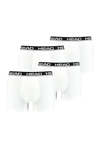 HEAD Herren Boxershorts 841001001 4er Pack, Farbe:013 - White, Bekleidungsgröße:S von HEAD