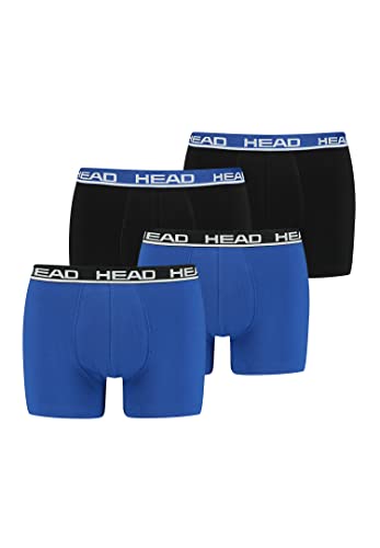 HEAD Herren Boxershorts 841001001 4er Pack, Farbe:Blue Black/Black Blue, Bekleidungsgröße:S von HEAD