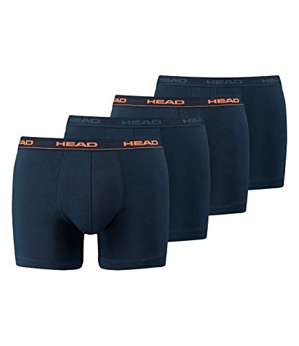 HEAD Herren Boxershorts Cotton Stretch 891003001 4er Pack, Farbe:Blau, Wäschegröße:L, Menge:4er Pack (2X 2er Pack), Artikel:-493 Peacoat/orange von HEAD