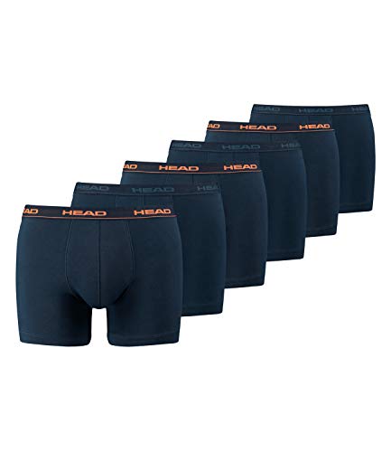 HEAD Herren Boxershorts Cotton Stretch 891003001 6er Pack, S, 493 - Peacoat/Orange von HEAD