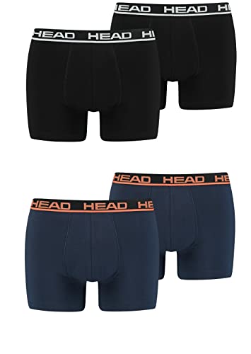 HEAD Herren Boxershorts Unterhosen 4P (Black/Blue Orange, L) von HEAD