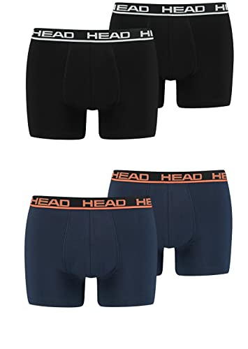 HEAD Herren Boxershorts Unterhosen 4P (Black/Blue Orange, M) von HEAD