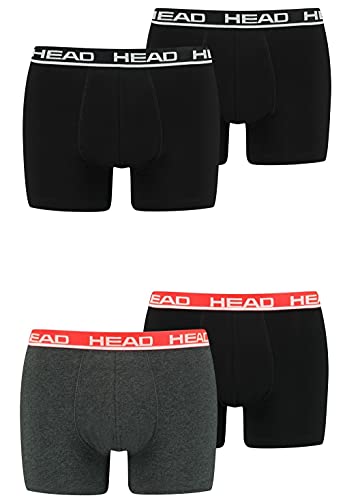 Head Herren Boxershorts Unterhosen 4P (Black/Grey Red, L) von HEAD