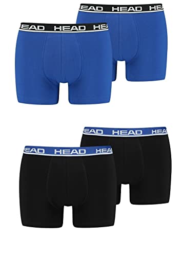 HEAD Herren Boxershorts Unterhosen 4P (Blue Black/Black Blue, L) von HEAD