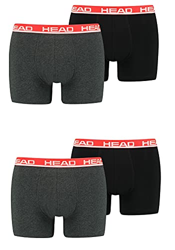 HEAD Herren Boxershorts Unterhosen 4P (Grey/Red, L) von HEAD