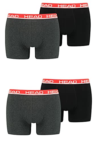 HEAD Herren Boxershorts Unterhosen 4P (Grey/Red, XL), 701202741 von HEAD