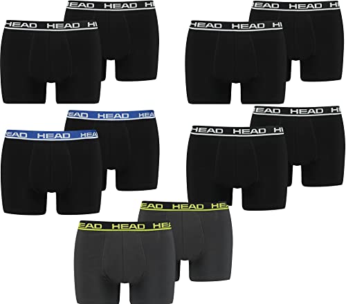 HEAD Herren Boxershorts Unterhosen Unterwäsche 10P (Black/Black Blue/Phantom Lime, XL) von HEAD