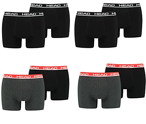 HEAD Herren Boxershorts Unterwäsche 8P, Farbe: Black/Grey Red, Größe: M von HEAD