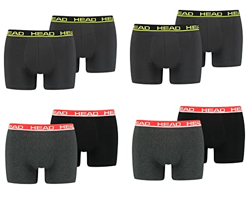 HEAD Herren Boxershorts Unterwäsche 8P (Phantom Lime/Grey Red, M) von HEAD