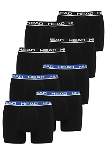 HEAD Herren Boxershorts im 8er Pack ohne Eingriff 841001001, Farbe:Black/Black Blue, Bekleidungsgröße:M von HEAD