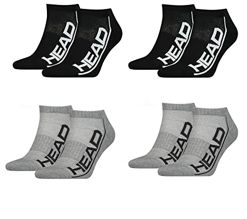 HEAD Herren Damen Performance Sneaker Socken Füsslinge 8P (Black/Grey, 39-42) von HEAD