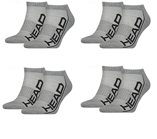 HEAD Herren Damen Performance Sneaker Socken Füsslinge 8P (Grey, 43-46) von HEAD