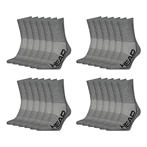 HEAD Herren Damen Performance Sportsocken Short Crew Cotton Blend Socks 12 Paar, Farbe:Grau, Größe:43-46, Artikel:-011 grey von HEAD