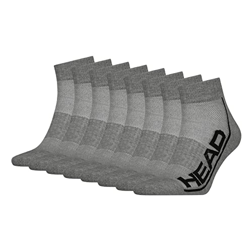 HEAD Herren Damen Sportsocken Performance Quarter Cotton Blend Sport 4 Paar, Farbe:Grau, Größe:43-46, Artikel:-008 grey von HEAD