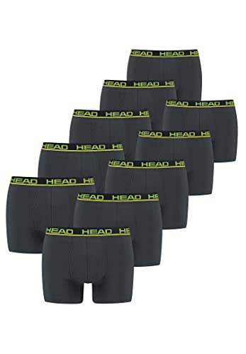 HEAD Herren Men's Basic Boxers Boxer Shorts 10 er Pack, Farbe:009 - Phantom/Lime, Bekleidungsgröße:XL von HEAD