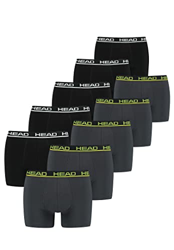 HEAD Herren Men's Basic Boxers Boxer Shorts 10 er Pack, Farbe:223 - Black/Anthracite, Bekleidungsgröße:XXL von HEAD