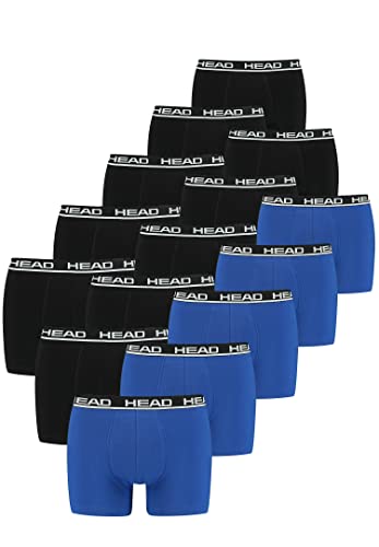 HEAD Herren Men's Basic Boxers Boxer Shorts 15 er Pack, Farbe:021 - Blue/Black, Bekleidungsgröße:L von HEAD