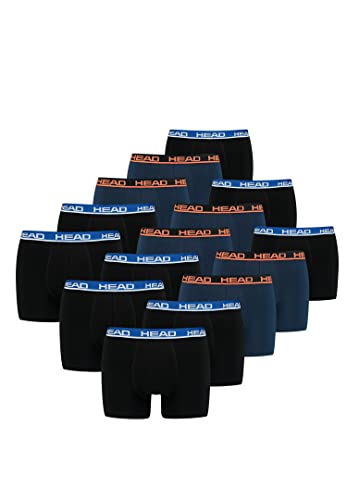 HEAD Herren Men's Basic Boxers Boxer Shorts 15 er Pack, Farbe:Black/Blue, Bekleidungsgröße:L von HEAD