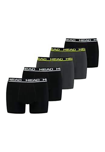 HEAD Herren Men's Basic Boxers Boxer Shorts 5 er Pack , Farbe:Black / Phantom, Bekleidungsgröße:L von HEAD