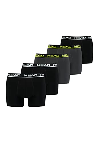 HEAD Herren Men's Basic Boxers Boxer Shorts 5 er Pack , Farbe:Black / Phantom, Bekleidungsgröße:XL von HEAD