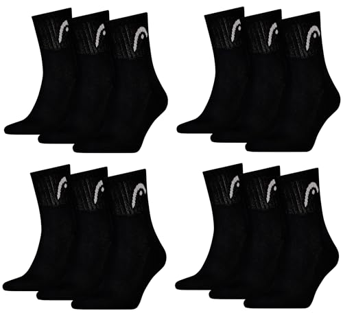 HEAD Herren Unisex Short Crew Sportsocken 12er Pack (39-42, Black) von HEAD