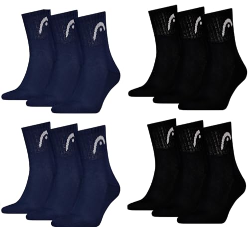 HEAD Herren Unisex Short Crew Sportsocken 12er Pack (43-46,Black/Navy) von HEAD