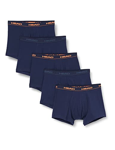 HEAD Herren Basic Boxers Boxer-Shorts, Peacoat/Orange, S (5er Pack) von HEAD