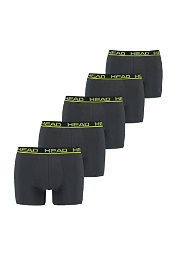 HEAD Herren Boxer Short Boxershorts, Phantom/Lime Punch, L (5er Pack) von HEAD