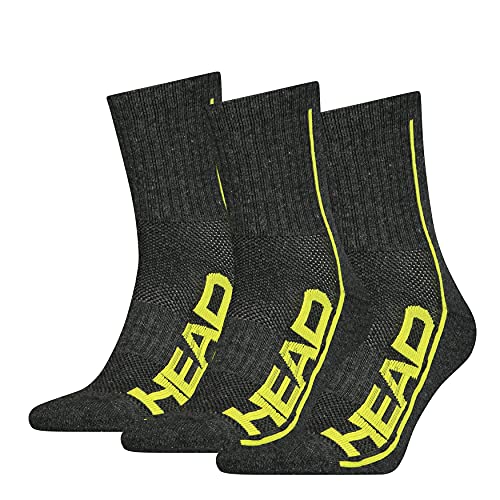 HEAD Unisex-Adult Performance Short Crew Socks, Grey Combo, 35/38,3er Pack von HEAD