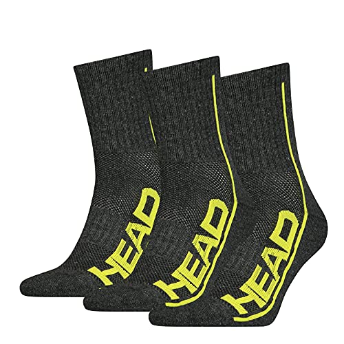 HEAD Unisex-Adult Performance Short Crew Socks, Grey Combo, 39/42,3er Pack von HEAD