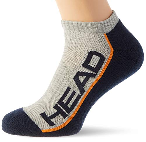 HEAD Unisex-Adult Performance Sneaker – Trainer (2 Pack) Tennis Socks, Grey/Navy, 35/38 (2er Pack) von HEAD