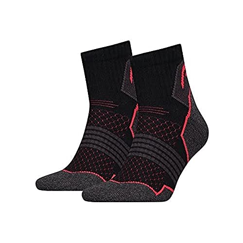 HEAD Unisex-Adult Quarter 2P Hiking Socks, Black/red, 35 (2er Pack) von HEAD