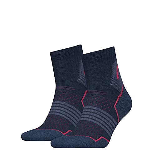 HEAD Unisex-Adult Quarter 2P Hiking Socks, pink/Blue, 35 (2er Pack) von HEAD