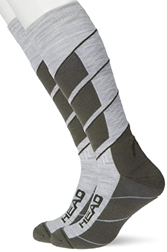 HEAD Unisex Head Unisex Knee-high Ski V-shape 2 Pack KNEEHIGH SOCKS, Grey / Green, 31 EU von HEAD