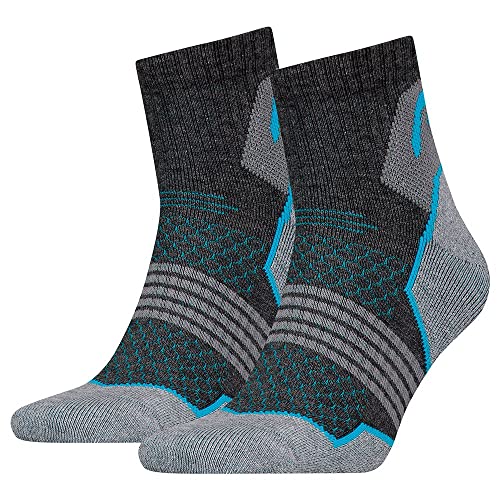 HEAD Unisex Head Unisex Hiking 2 Pack QUARTER SOCK, Grey Blue, 39 EU von HEAD