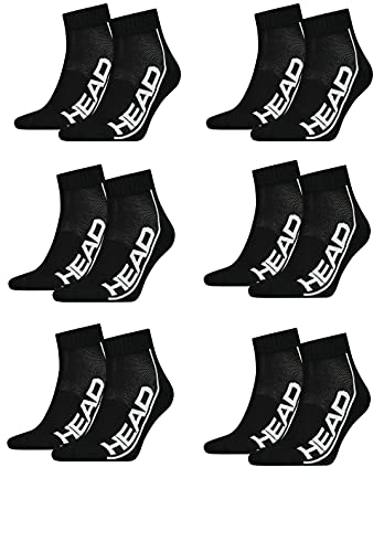 HEAD Unisex Performance Quarter Socken Sportsocken 12er Pack (Black, 39-42) von HEAD