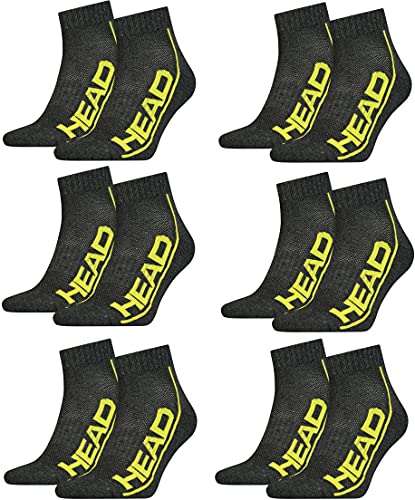 HEAD Unisex Performance Quarter Socken Sportsocken 12er Pack (DarkGrey/Lime, 39-42) von HEAD