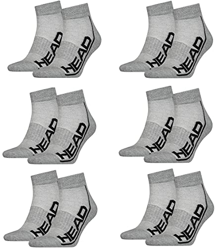 HEAD Unisex Performance Quarter Socken Sportsocken 12er Pack (Grau, 39-42) von HEAD