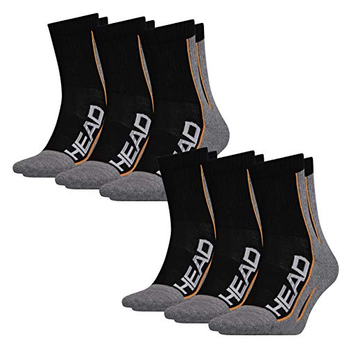 HEAD Unisex Performance Short Crew Sportsocken 6er Pack 35-38 39-42 43-46, Größe:35/38, Farbe:Grey/Black (235) von HEAD