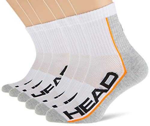 HEAD Unisex Unisex-Erwachsene Performance Short Crew Multipack Socken, 6er Pack, white / grey, 35-38 von HEAD